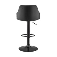 Gray Faux Leather Black Base Adjustable Modern Bar Stool