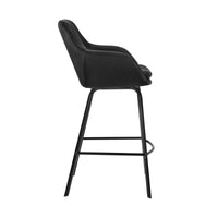 26" Black on Black Faux Leather Comfy Swivel Counter Stool