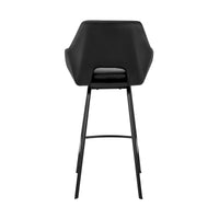 26" Black on Black Faux Leather Comfy Swivel Counter Stool