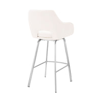 26" White Faux Leather and Stainless Steel Swivel Counter Stool