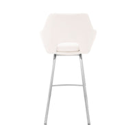 26" White Faux Leather and Stainless Steel Swivel Counter Stool