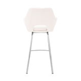 26" White Faux Leather and Stainless Steel Swivel Counter Stool