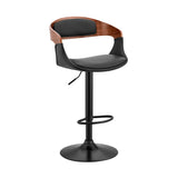 Black Modern Upholstered & Black Base Bar Stool