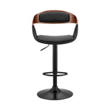 Black Modern Upholstered & Black Base Bar Stool