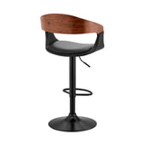 Black Modern Upholstered & Black Base Bar Stool