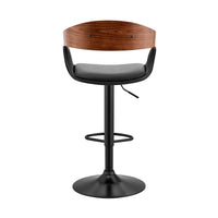 Black Modern Upholstered & Black Base Bar Stool