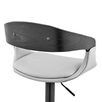 Gray Modern Upholstered & Black Base Bar Stool