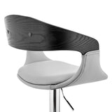 Gray Modern Upholstered & Chrome Base Bar Stool