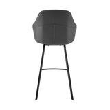 26" Grey Faux Leather and Black Metal Swivel Counter Stool