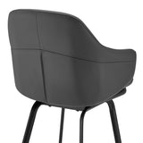 30" Gray Faux Leather and Black Metal Swivel Bar Stool