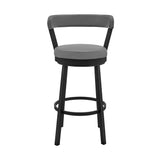 30" Chic Grey Faux Leather with Black Finish Swivel Bar Stool
