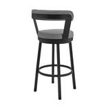 30" Chic Grey Faux Leather with Black Finish Swivel Bar Stool