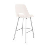 30" Elegant Grey Faux Leather Bar Stool with Stainless Steel Frame