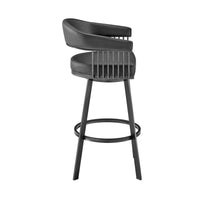 26" Mod Black Faux Leather Black Finish Swivel Bar Stool