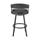 26" Mod Black Faux Leather Black Finish Swivel Bar Stool