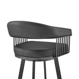 26" Mod Black Faux Leather Black Finish Swivel Bar Stool