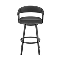 30" Mod Black Faux Leather Black Finish Swivel Bar Stool