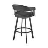 30" Mod Black Faux Leather Black Finish Swivel Bar Stool