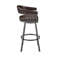 26" Mod Chocolate Faux Leather Java Brown Finish Swivel Bar Stool