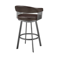 26" Mod Chocolate Faux Leather Java Brown Finish Swivel Bar Stool