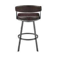 26" Mod Chocolate Faux Leather Java Brown Finish Swivel Bar Stool