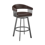 30" Mod Chocolate Faux Leather Java Brown Finish Swivel Bar Stool