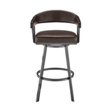 30" Mod Chocolate Faux Leather Java Brown Finish Swivel Bar Stool