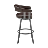 30" Mod Chocolate Faux Leather Java Brown Finish Swivel Bar Stool