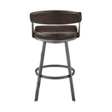 30" Mod Chocolate Faux Leather Java Brown Finish Swivel Bar Stool