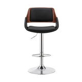 Black Faux Leather Adjustable Chrome Swivel Bar Stool