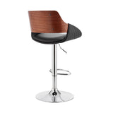 Black Faux Leather Adjustable Chrome Swivel Bar Stool