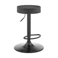 Adjustable Classic Grey Faux Leather Backless Bar Stool