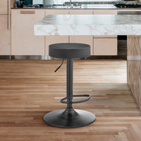 Adjustable Classic Grey Faux Leather Backless Bar Stool