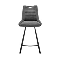 26" Gray Microfiber and Black Metal Counter Stool