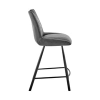 26" Gray Microfiber and Black Metal Counter Stool