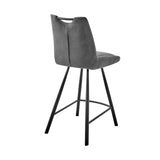 26" Gray Microfiber and Black Metal Counter Stool