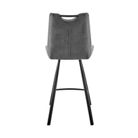 26" Gray Microfiber and Black Metal Counter Stool