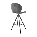 26" Charcoal Gray and Black Microfiber Squared Channel Bar Stool