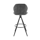 26" Charcoal Gray and Black Microfiber Squared Channel Bar Stool