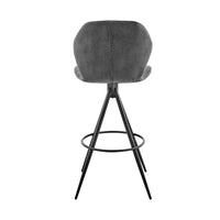 30" Charcoal Gray and Black Microfiber Squared Channel Bar Stool