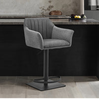 Lush Grey Faux Leather and Fabric Adjustable Swivel Stool