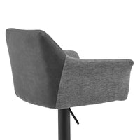 Lush Grey Faux Leather and Fabric Adjustable Swivel Stool