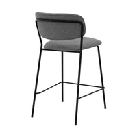 26" Mod Grey Faux Leather Bar Stool with Black Metal Frame