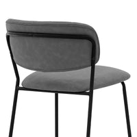 26" Mod Grey Faux Leather Bar Stool with Black Metal Frame