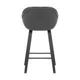 30" Grey Faux Leather Bar Stool with Wooden Frame