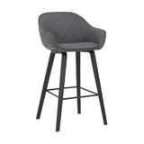 Gray Textured Faux Leather Modern Bar Stool