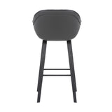 Gray Textured Faux Leather Modern Bar Stool