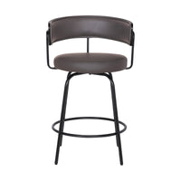 26" Gray Faux Leather Modern Swivel Bar Stool