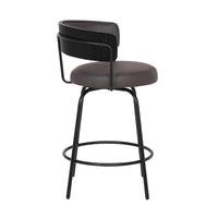 26" Gray Faux Leather Modern Swivel Bar Stool