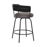 26" Gray Faux Leather Modern Swivel Bar Stool